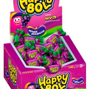 CHICLETE HAPPY BOL UVA CX 140G FLORESTAL